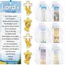 Supervitae 24 Pcs/ 12 Sets The Lord's Prayer Bookmark Cross & Praying Hands Pin Gift Bulk, Include 12 Praying Hands Gold Plated Pins 12 Christian Bookmarks for Religious Adult Church Party Favors