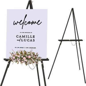 Falling in Art 65" A-Frame Tripod Easel Stand, Wooden Display Easel with Adjustable Canvas Holder, Floor Easel for Wedding Signs, Posters, Paintings, Artwork(Black) 1 Pack