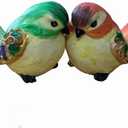 2Pcs Colorful Bird Figurines Home Garden Bird Statue Decor (2pcs B)