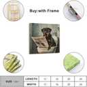 TcnBzydkij Square Canvas Bathroom Decor Rottweiler Dog Wall Decor Poster Animals Reading Newspaper Theme Bathroom Wall Art Print Toilet Wall Decor Home Gift 12x12inch Framed, style-1
