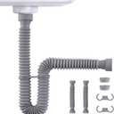 iFealClear 2 Pack 1-1/2" P-Trap Pipe, Flexible Sink Drain Pipe with 4 Rubber Sealing Rings, Drain Pipe Expandable 11"-34.5" P Trap Tubing Pipe for Kitchen and Bathroom Sink, Garbage Disposal, Gray (Grey Color)
