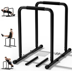 ZCMHAXJ Dip Bar with Dual Inner Connectors, Adjustable Height & Width Parallel Bars, 1100LBS Heavy Duty Calisthenics Bars, Stable Design Calisthenics Equipment Dip Bars for Home Strength Training