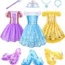 Meland Princess Dress Up for Girls 3-6, Dress Up Clothes for Girls with Princess Shoes Toy, Birthday Gift for Toddlers Girls
