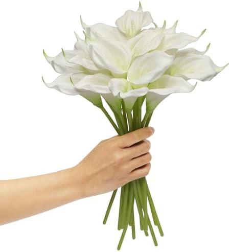 XINGQDZSW 18 Pcs Artificial Flowers Calla Lily, Fake Flowers, 13.4" Realistic Plastic Flowers, Flowers for Decoration Suitable for Home Decor, Table Decor and Wedding Décor, Green