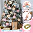 Zhanmai 24 Pcs Christmas Pastel Snowflake Star Ornaments Christmas Tree Pastel Snowflake Star Decorations Cute Xmas Hanging Ornaments Traditional Xmas Tree Party Decors