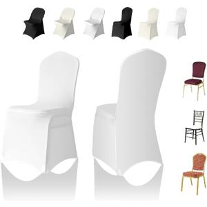 100 PCS White Universal Fitted Stretch Chair Cover,Wedding,Holidays,Banquet,Party (White Banquet Chair Cover)