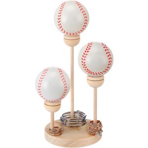 Kathfly Baseball Stand Holder Wooden Baseball Display Stand Multi Tiered Ball Ring Storage Holder for Table Centerpiece Wood Room Decor Sports Lover Gifts for Boys Men Father Coach Athletes, 3 Tiers