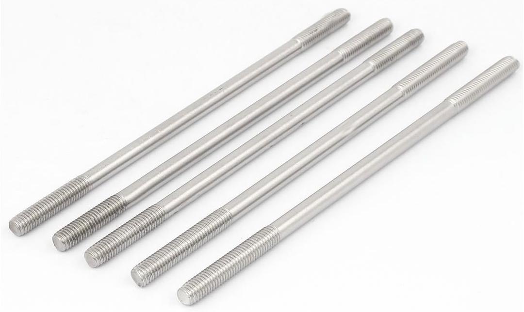 uxcell M8 x 190mm Tight Adjustable Push Rod Double End Thread Stud Screw Bolt 5pcs
