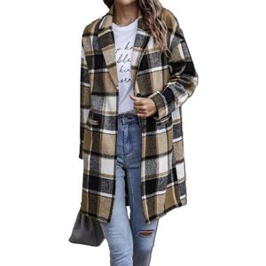 PRETTYGARDEN Women Plaid Shacket Jacket Trendy Fall Casual Button Wool Blend Tartan Trench Coat Winter Clothing with Pockets