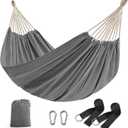 SONGMICS Hammock, 210 x 150 cm, Double Hammock with Fastening Straps and Carabiners, 300 kg Load Capacity, for Terrace, Balcony, Garden, Outdoor, Camping, with Carry Bag