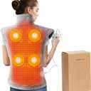 Massaging Heating Pad for Neck and Shoulders and Back, Large Electric Heating Pad for Back Pain Relief with 3 Heat Levels, 4 Massage Settings, 4 Massage Motors (Grey)