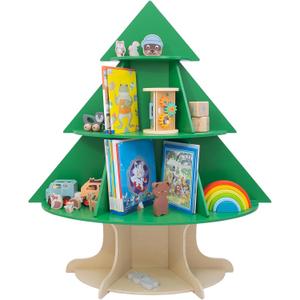 WOOD CITY Kids Bookshelf and Toy Storage Organizer, 2 in 1 Solid Wooden Children Tree Bookcase and Toy Shelf Toddler Storage Display Bookshelf for Kids Room Playroom Bedroom Study Easy Assembly