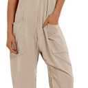 Muchpow Women's V Neck Sleeveless Jumpsuits Spaghetti Straps Harem Long Pants Overalls With Pockets (Khaki)