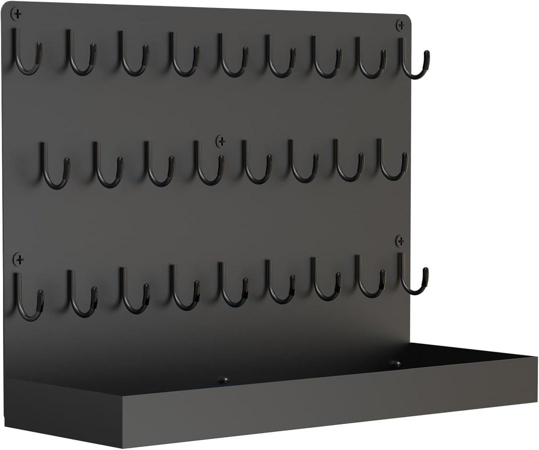 Key Holder for Wall, Metal Key Rack with 26 Hooks, 17" x13" Wall Mounted Key Hooks, Black Key Hanger for Garage, Car Dealer, Office, Hotel, Real Estate