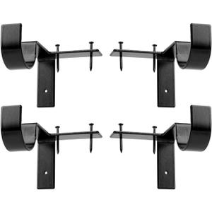 4Pack No Drill Curtain Rod Bracket, Bracket Hang Curtain Rod Holders Single Hook Right Into Window Frame Decor