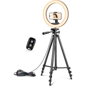 UBeesize 12 inch Ring Light with Stand, Selfie Ring Light with 50" Extendable Tripod Stand & Phone Holder for Live Stream/Makeup/YouTube Video
