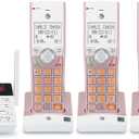 AT&T CL82557 DECT 6.0 5-Handset Cordless Phone for Home with Answering Machine, Call Blocking, Caller ID Announcer, Intercom and Long Range, Rose Gold
