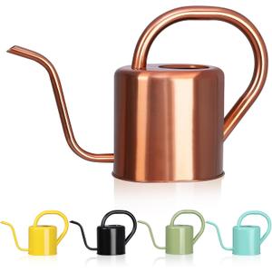 Watering Can, Stainless Steel Watering Can for Indoor & Outdoor Plants, 1L/35oz Long Spout Water Can with Handle, Rust-Proof Plant Watering Pot for House Plants, Garden Flowers (Rose Gold)