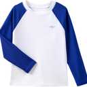 2 x Angel season Rash Guard for Boys UPF 50+ Swim Shirt Long Sleeve Bathing Suit Summer UV Protection Sun Shirts Rashgurad (2T, White Blue)