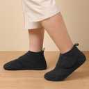 L-RUN Womens Mens House Slippers Non-Slip Warm Booties Slippers for Indoor and Outdoor Lighweight House Shoes Washable (Black)