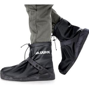 Waterproof Boot Covers, Reusable Rain Shoe Covers Non-Slip Waterproof Shoes Boots for Outdoor Cycling Camping Fishing Travel (X-Large, Black)