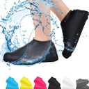 Waterproof Shoe Covers, Non-Slip Water Resistant Overshoes Silicone Rubber Rain Shoe Cover Outdoor cycling Protectors apply to Men, Women, Kids (Large, Black)