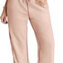 Herseas High Waisted Sweatpants for Women 2025 Fall Wide Leg Contrast Stitching Drawstring Loose Lounge Jogging Pants (Pink, L)