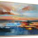 Brushart Abstract Wall Art Large Landscape Canvas Wall Art Pictures Paintings Wall Decor Living Room Textured Artwork for Dining Room Walls Bedroom Home Office, Framed 48"x24"