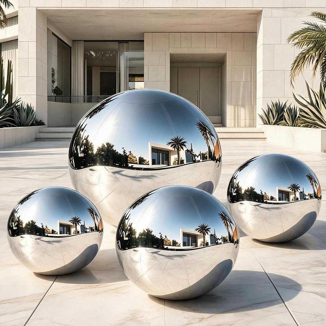 4PCS Silver Inflatable Mirror Ball Set for Events with Pump - Big Shinny Disco Balls Reusable PVC for Stage, Mall & Large Events | Also Great for Home Party, Wedding & Birthday