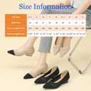 Women's Knit Pointed Toe Low Chunky Heel Pumps Fashion Mesh Hollow Shallow Mouth Slip On Low Heel Ballet Shoes Comfortable Breathable Casual Office Wedding Formal Dress Shoes, 35