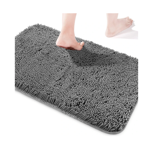 Dark Gray Bathroom Rugs – Thick Chenille Bath Mats | Absorbent and Washable Bath Rug Non-Slip, Plush and Soft Rugs for Bathroom, Kitchen, Shower, Sink - 20"x30"