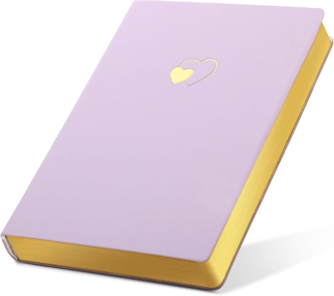CAGIE Lined Journal Notebook for Women and Girls 256 Pages Cute Diary with Heart-Shaped Leather Journals for Writing A5 Soft Cover Notebooks for Work School, Purple