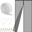 Sylken Magnetic Screen Door,Screen Size 31" x 80" Strengthened Fiberglass Mesh,Mesh Net Curtain for Sliding Glass/Double/Patio/French/Front/Back Doors with Strengthened Magnets