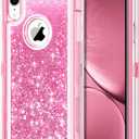 JAKPAK for iPhone XR Case Glitter Bling Sparkle iPhone XR Case for Girls Women Heavy Duty Shockproof Full Body Protective Phone Cover for iPhone 10R 6.1inch - Pink