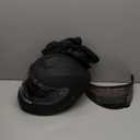 ILM Full Face Motorcycle Street Bike Helmet with Removable Winter Neck Scarf + 2 Visors DOT Model-JK313 (Small, Black)