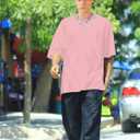 Oversized Graphic Tees Men Vintage Y2K Print Shirts Streetwear Unisex Harajuku T-Shirts (Pink, S)