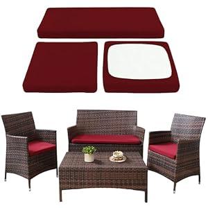 SUKAIKEQA Waterproof 3-Piece Patio Sofa Cushion Cover Set - Replacement Covers for Outdoor Wicker Furniture, Bench & Seat Cushions