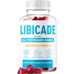 Libicade Gummies - Official Libicade Premium Supplement Gummy for Men - Maximum Strength, All Natural Drive Advanced Formula Daily Support Overall Health & Wellness, 60 Gummies for 1 Month, EXP: 04/2028