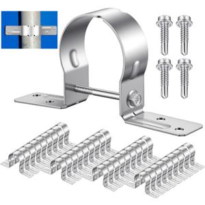 36 Pack 2-3/8 Inch Heavy-Duty Galvanized Steel Pipe Brackets for Wood Fence Repair & Outdoor Pipeline Fixing, Rust-Proof Metal Post Holders with 48 Screws