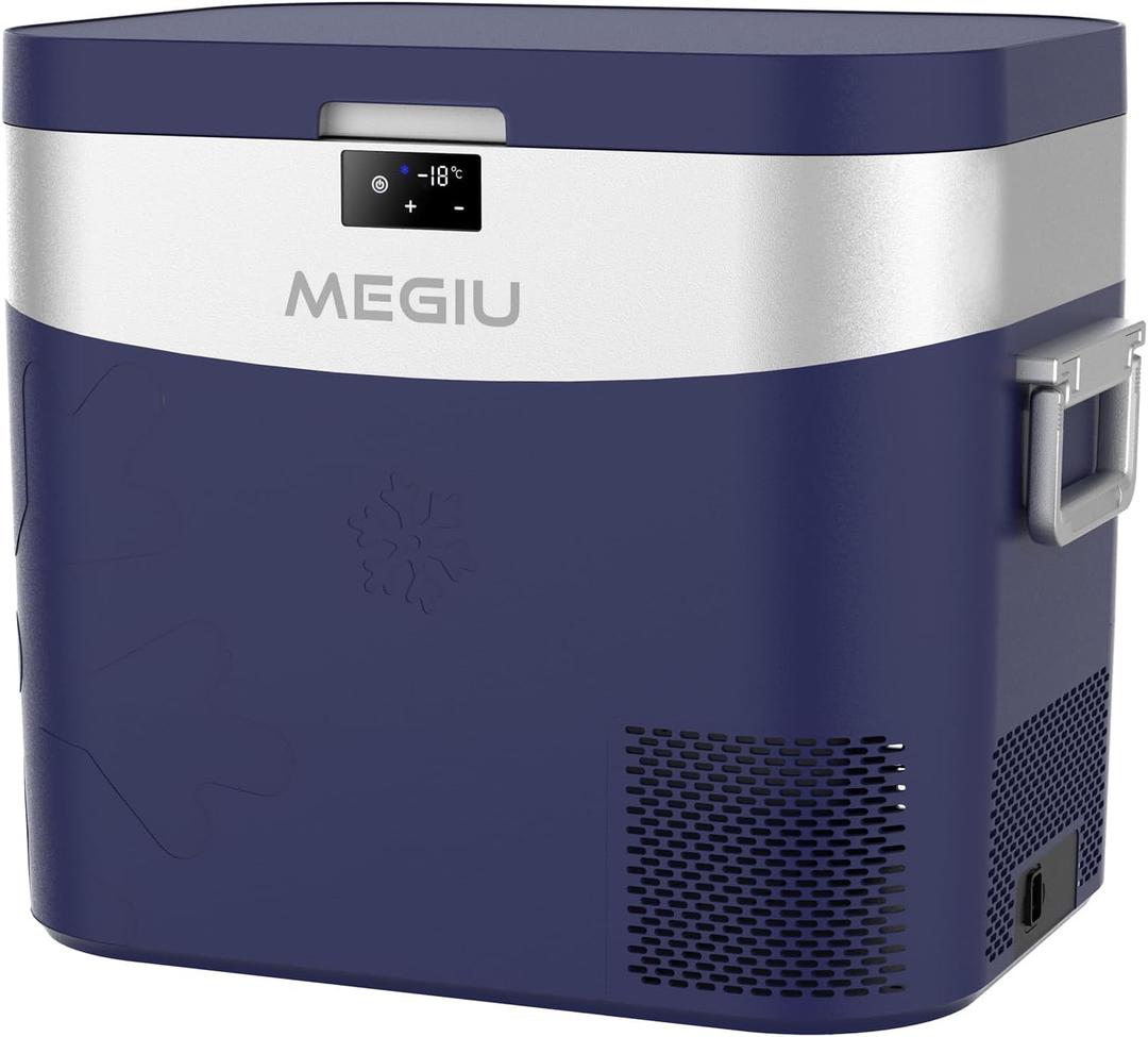 Megiu Car Refrigerator Portable Car Fridge 12V Refrigerator 23 Quart (22 Liter) Freezer Compressor Cooler 12V/24V DC 110240 V AC for Outdoor Camping Travel Home Use -0.4~+59 (Blue)