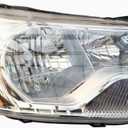 Replacement Passenger Right Side Headlight Headlamp Assemble Complete Chrome Trim for Ford Transit T150 T250 T350 T350HD from 2010 to 2023