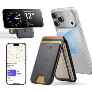 ESR Geo for MagSafe Wallet with Full Find My Functionality, 5-Card Holder, RFID Blocking, Adjustable Stand, Magnetic Wallet for iPhone 17/16/15/14/13/12 Series, Not for 13/12 Mini, Black