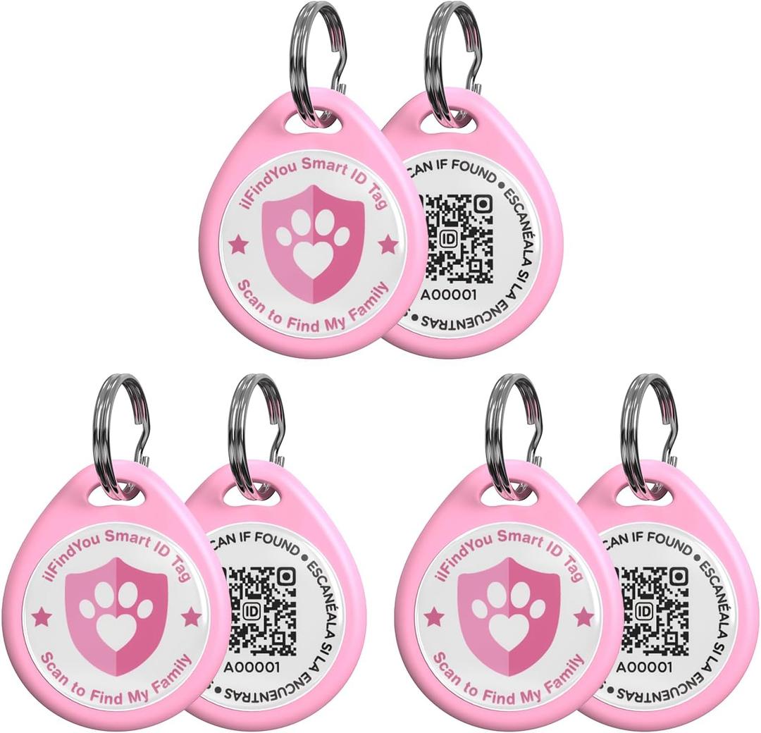 Cat Tags Personalized Small, QR Code Cat Name Tag for Kitten Collar, Cats Tracker Scan Location Alerts, Pink S