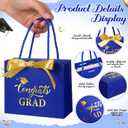 Moinchore 30 Pcs Blue Gold Graduation Gift Bags Bulk 5.5 x 4.7 x 2.5'' Small 2026 Congrats Grad Favor Bags with Handles Bow Ribbon Wrap Graduation Day Paper Party Supplies for College High School