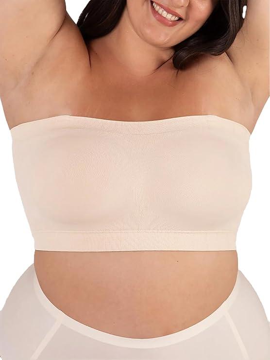 SHAPERMINT Strapless Bra, Wireless Non-Slip Bandeau, Convertible Straps, Molded Strapless Bras for Women (3XL)