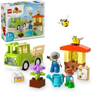 LEGO DUPLO Town Caring for Bees & Beehives Preschool Kids Learning Toy, 2 Figures and a Drivable Truck, STEM Toy, Build-and-Rebuild Educational Set for Toddlers Ages 2 Years Old and Up