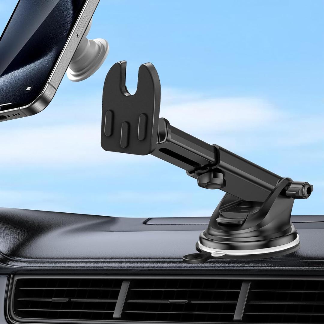 Car Mount for Pop Socket, Dashboard Windshield Car Phone Holder Compatible with Popsocket, Powerful Suction Cup Car Phone Mount Fits All Smartphones with Pop Grip