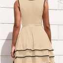 PRETTYGARDEN Women's 2026 Summer Sundresses Casual Elegant Sleeveless Flowy Tiered Ruffle A Line Mini Graduation Party Dress (Beige, M)