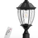 Solar Lamp Post Lights Outdoor Waterproof with Pier Mount Base, 20" H Large Aluminum Outside Solar Lights for Yard, Dusk to Dawn Outdoor Column Lights for Garden, Pathway, Patio(1 Pack)