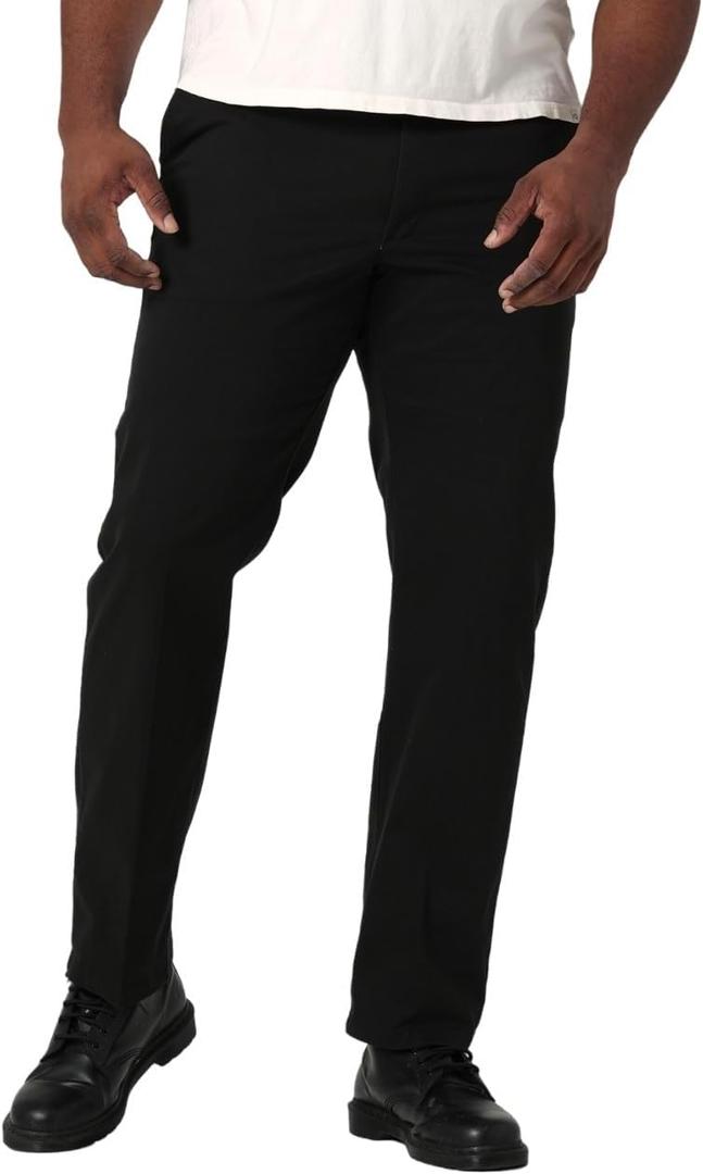 Lee Mens Big & Tall Extreme Motion Flat Front Regular Straight Pant (52W x 32L, Black)